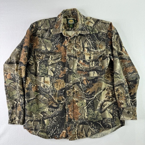 Cabelas Shirt Mens Medium Outdoors Camo Green Button Up Hunting Seclusion 3D - Picture 1 of 9